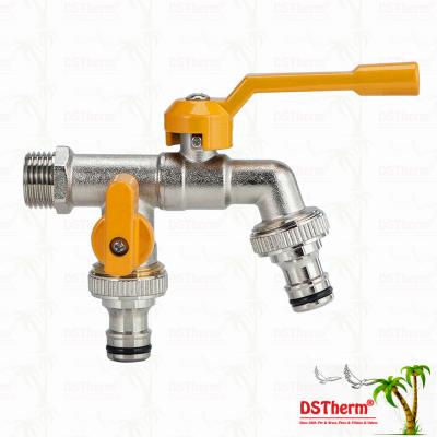 Brass Economic Double Outlet Bibcocks Brass Faucet Nickel Plated Brass Tap 1/2
