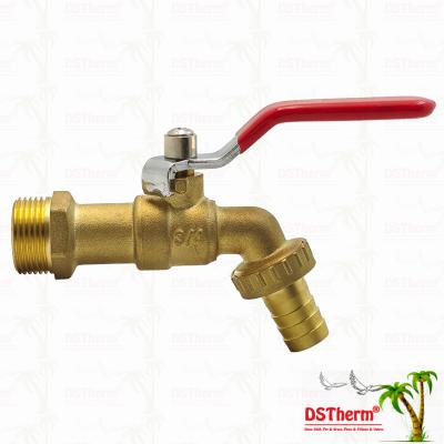 Gold Plated Heavy Duty Classic Red Iron Handle Bibcocks Water Spout Faucet Spigot Water Tap 3/4