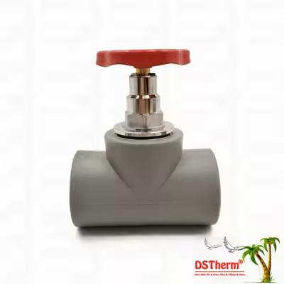 Grey Chrome Plated PPR Stop Valve With Brass Cartridge Global Vlave 20-110mm